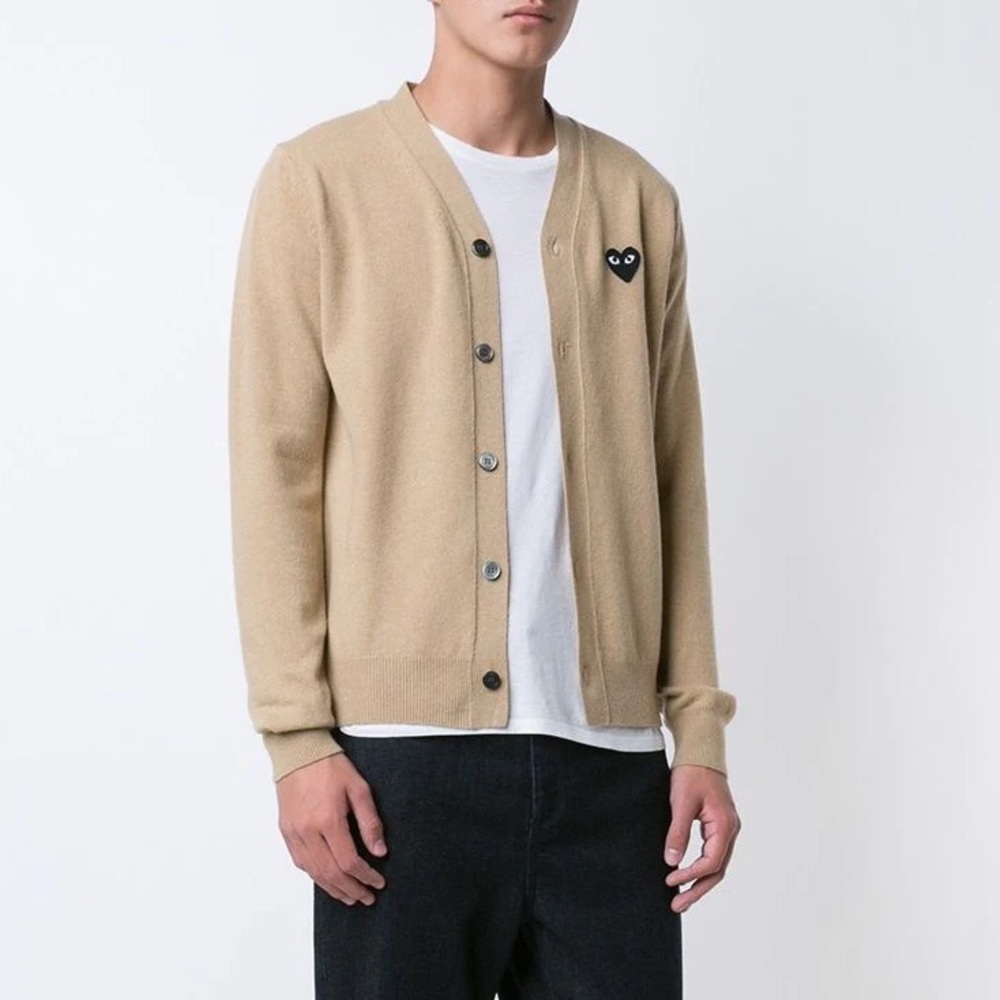 Vintage Comme Des Garcons Play heart cardigan in beige